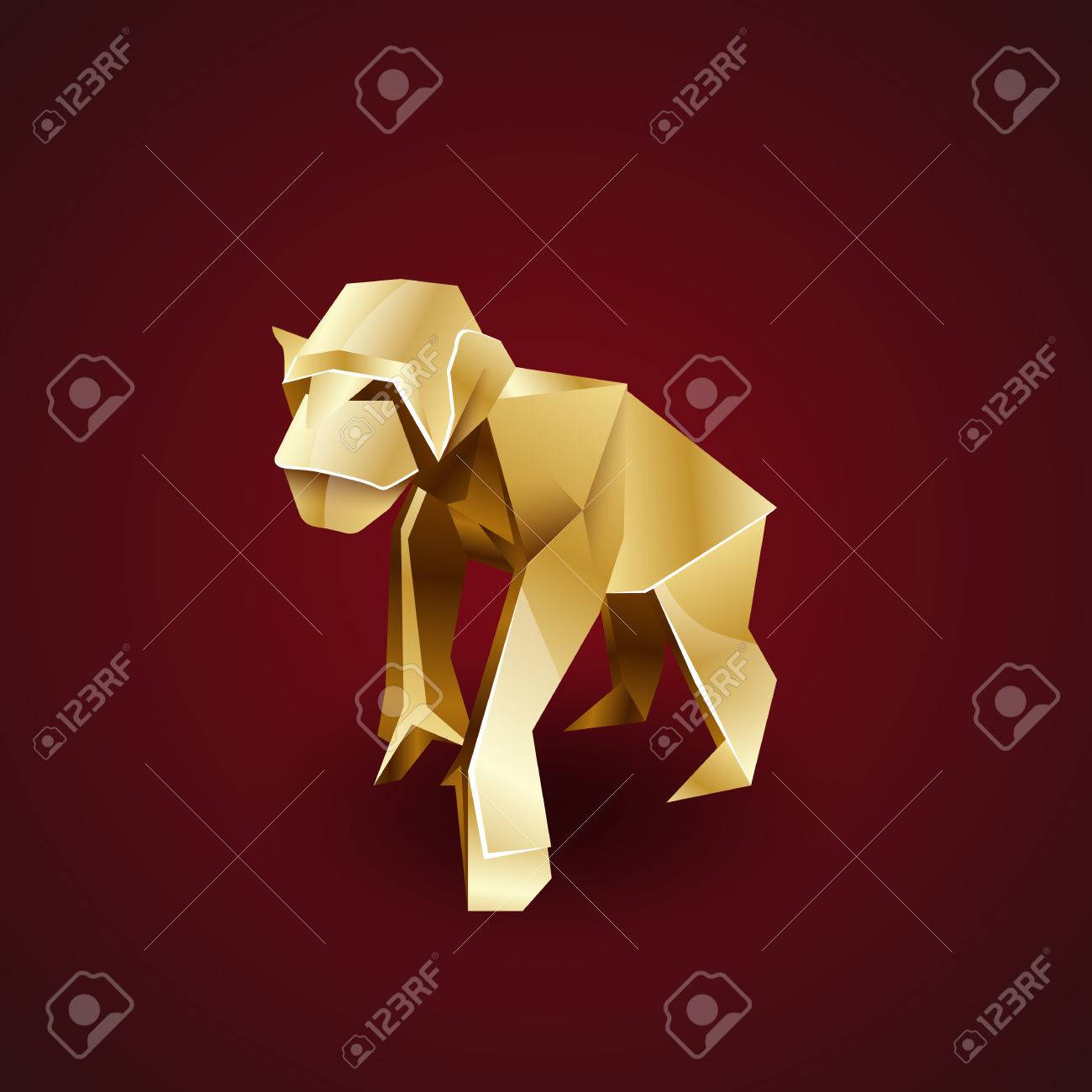 ベクター黄金折り紙猿チンパンジー のイラスト素材 ベクタ Image