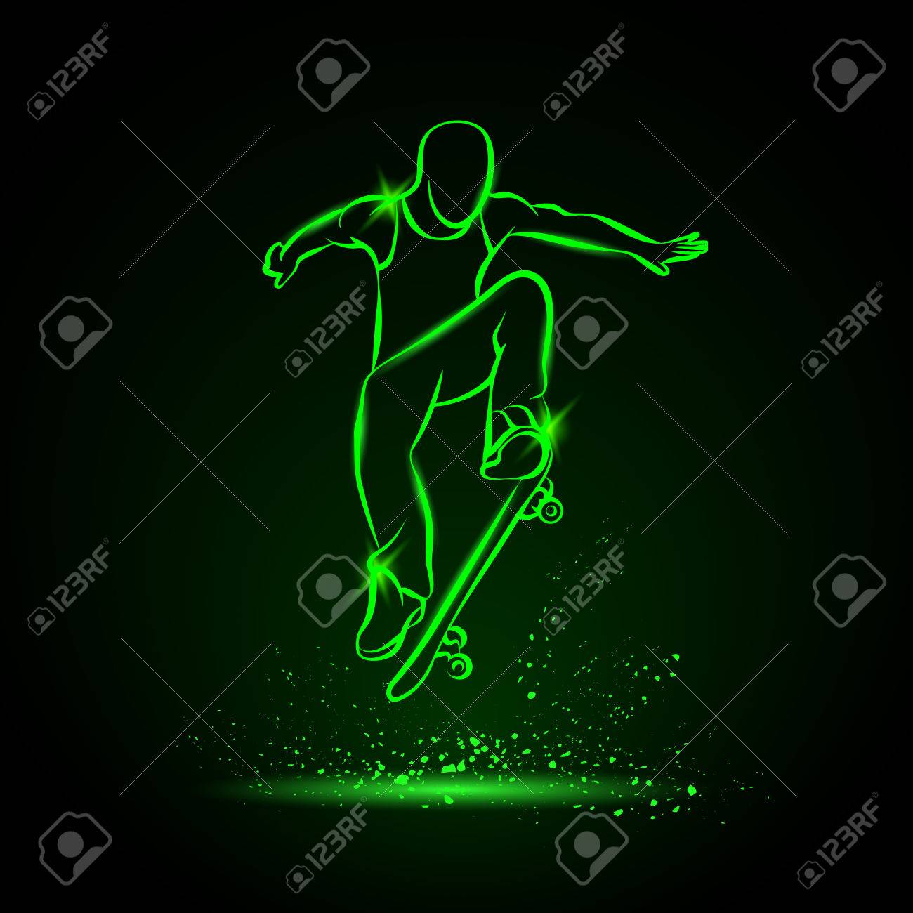 Ollie By Skateboarder Guy. Vector Neon Illustration. Royalty Free SVG,  Cliparts, Vectors, and Stock Illustration. Image 57565733., image size:1300x1300