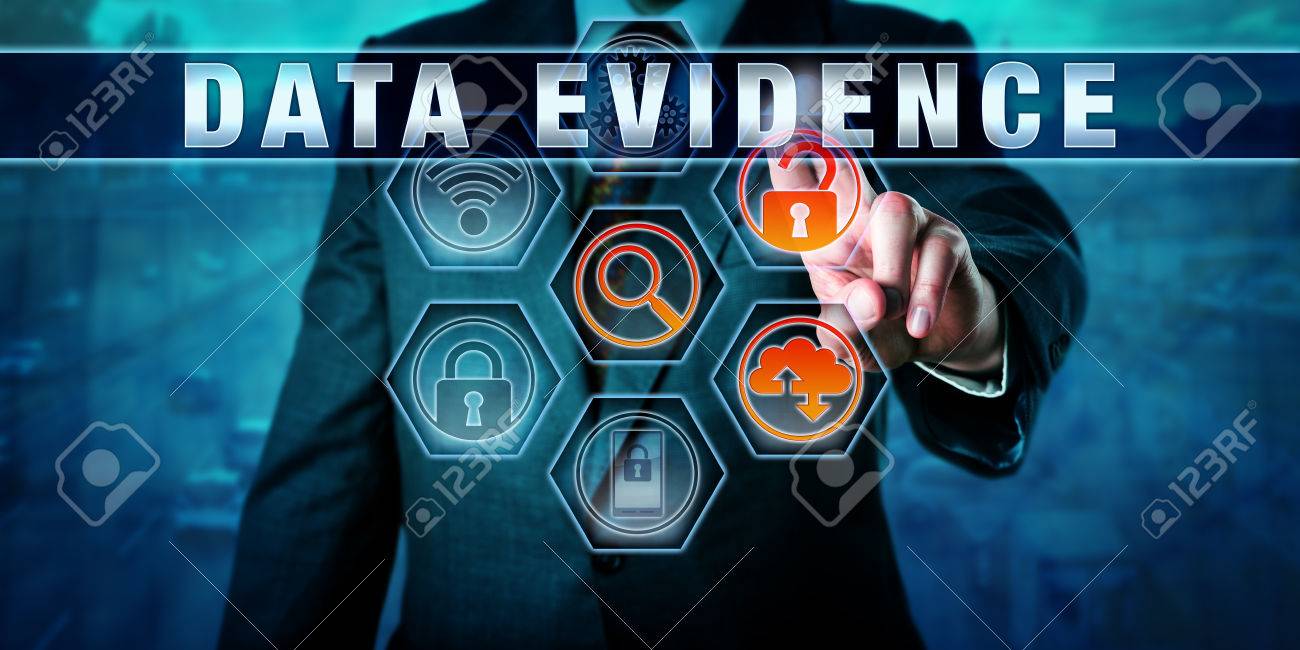 forensic examiner pressing data evidence on an interactive touch forensic examiner