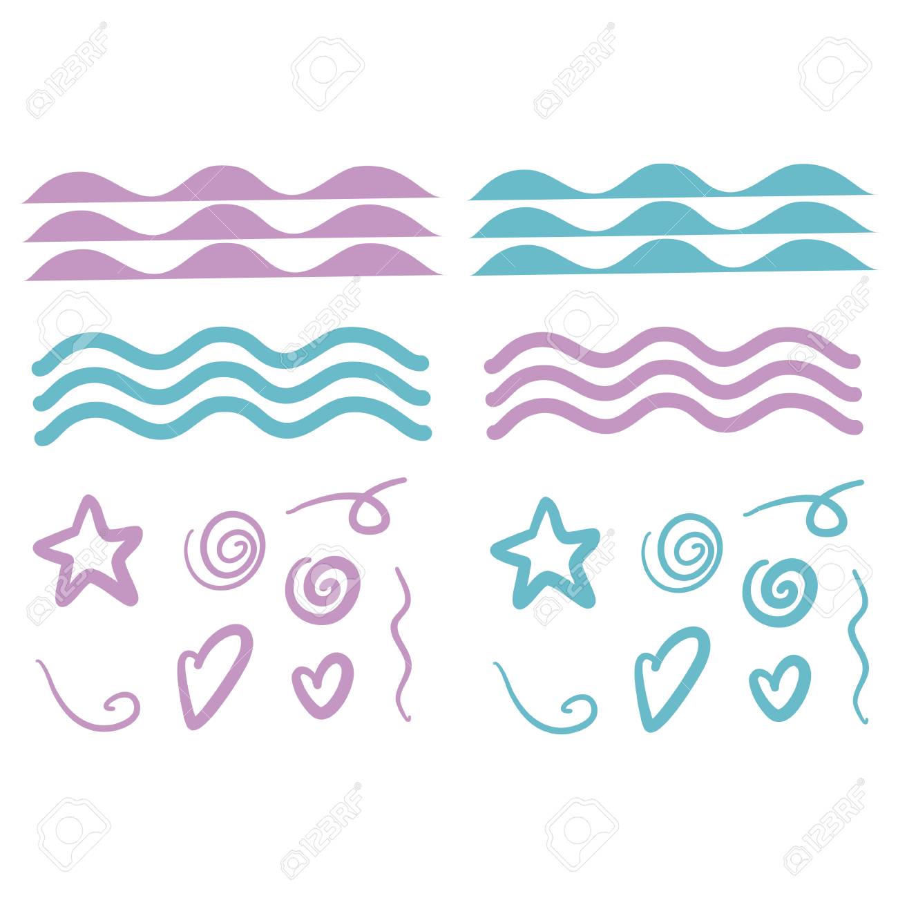 set of doodle elements blue and pink colours gender reveal party gender reveal party invitations