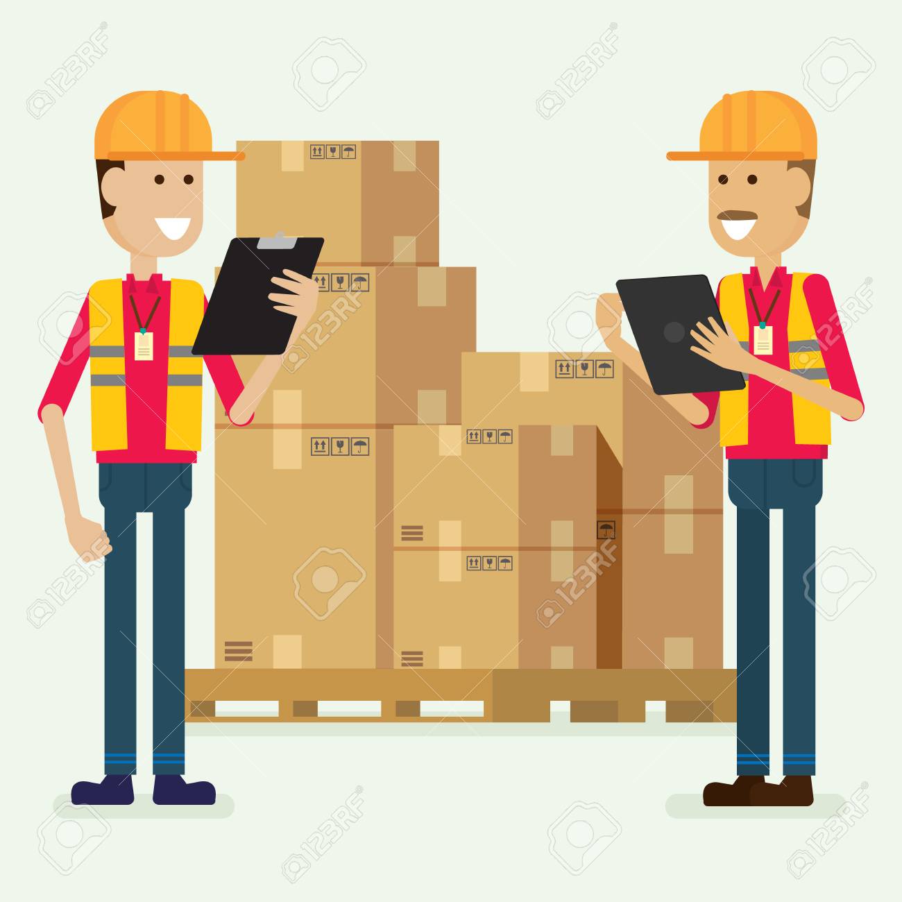 Character Warehouse Worker Checking Goods. Illustration Vector Royalty Free  SVG, Cliparts, Vectors, and Stock Illustration. Image 89223214.