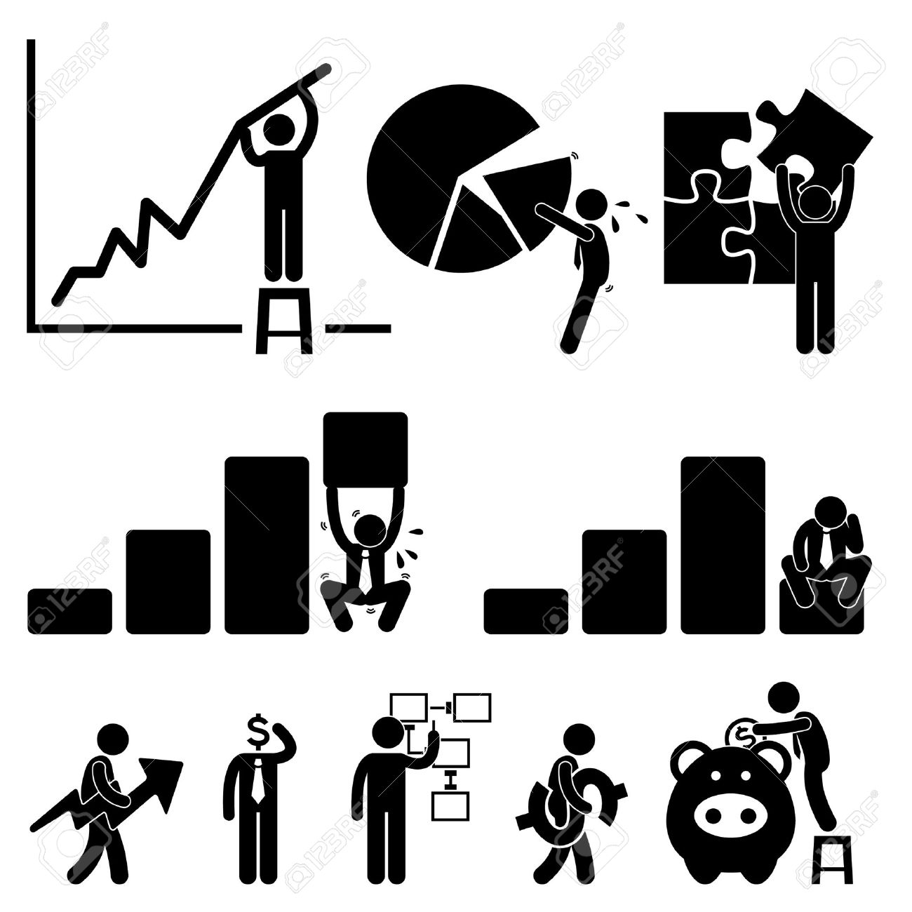 business finance chart employee worker businessman solution icon