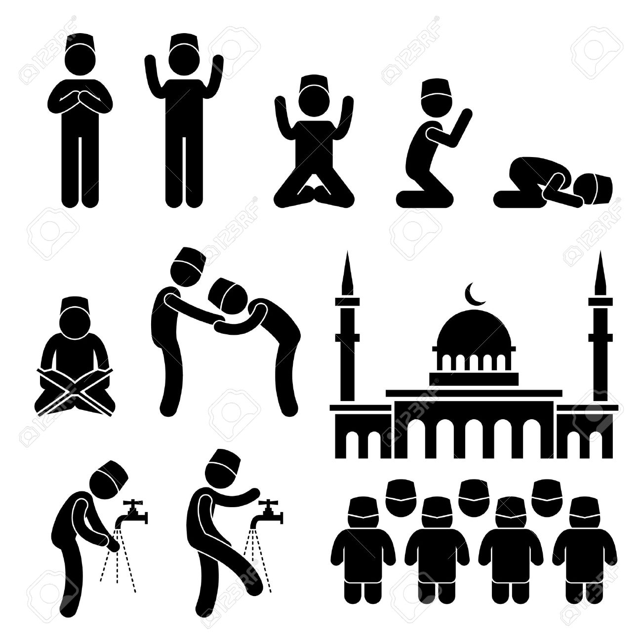 Islam Muslim Religion Culture Tradition Stick Figure Pictogram Icon Royalty  Free SVG, Cliparts, Vectors, and Stock Illustration. Image 20283648., image size:1300x1300