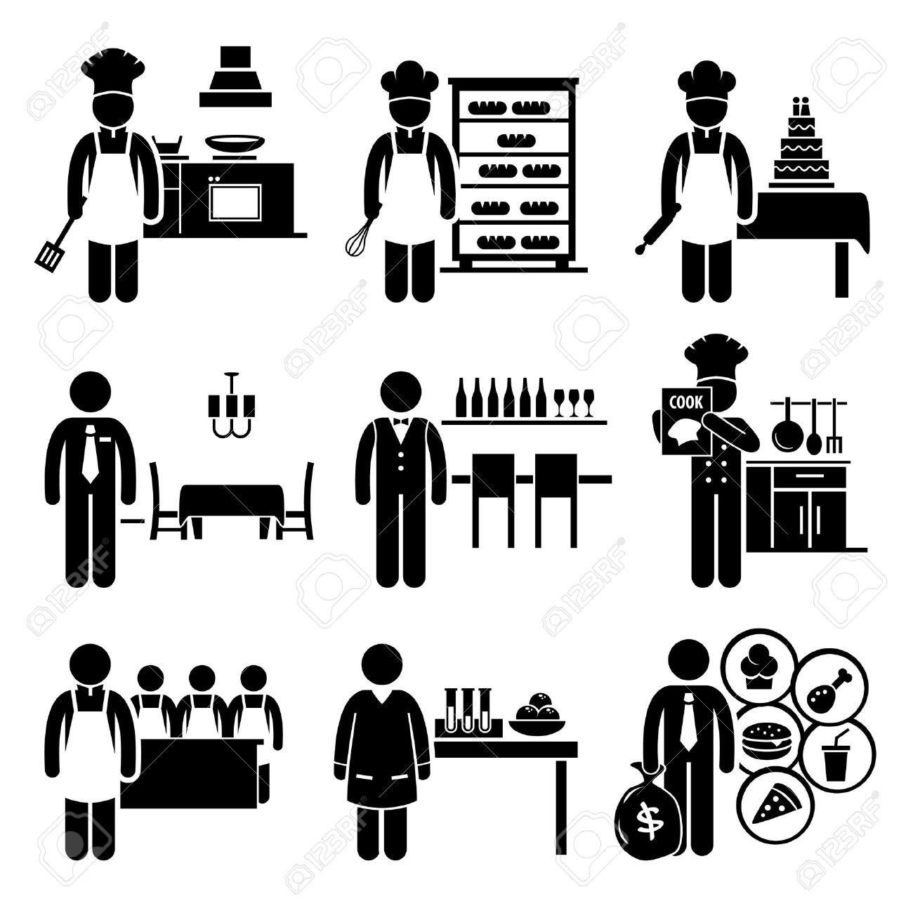 Food Culinary Jobs Occupations Careers Cook Master Chef Baker Royalty Free Cliparts Vectors And Stock Illustration Image 23866323