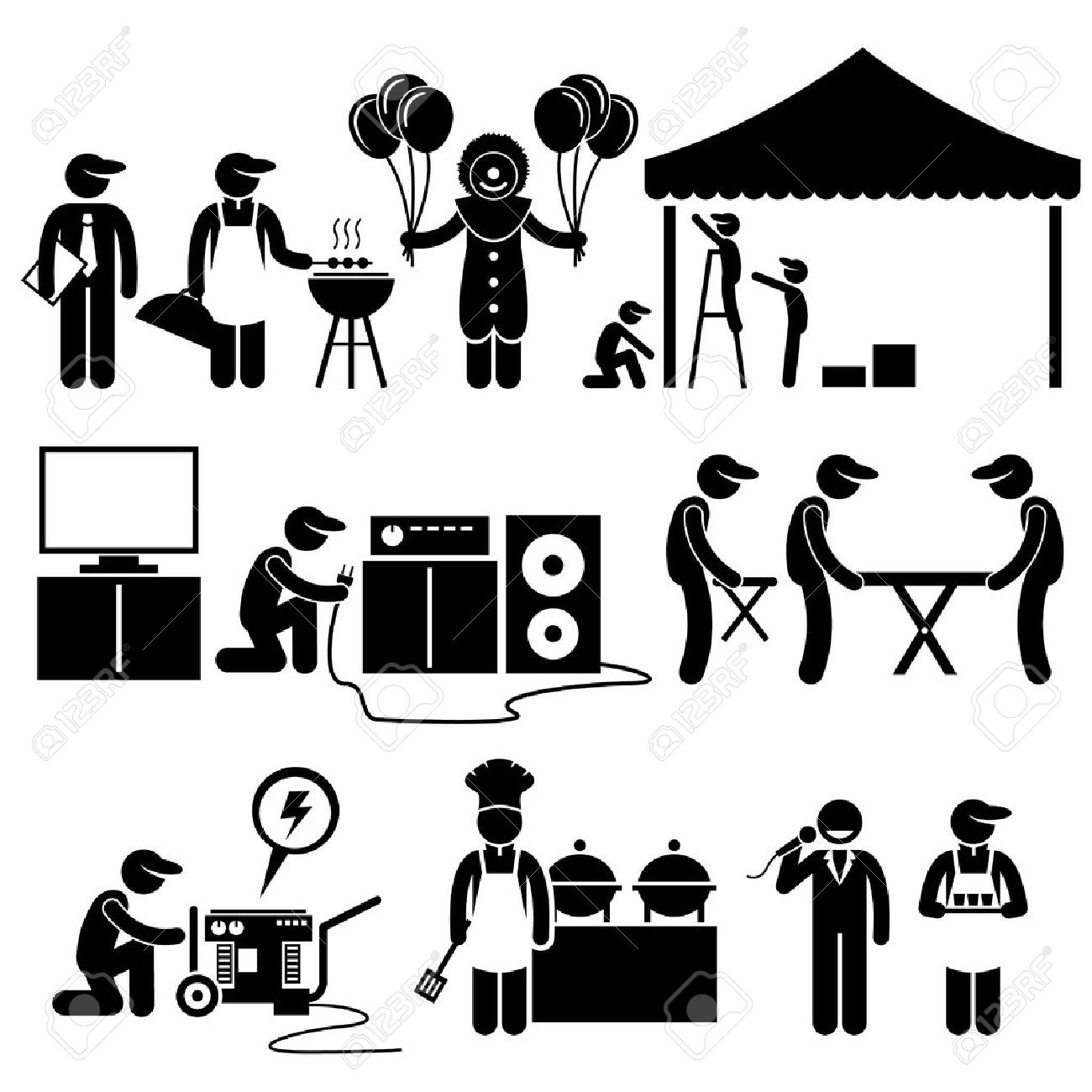 お祝いパーティー祭イベント サービス スティック図ピクトグラム アイコン のイラスト素材 ベクタ Image