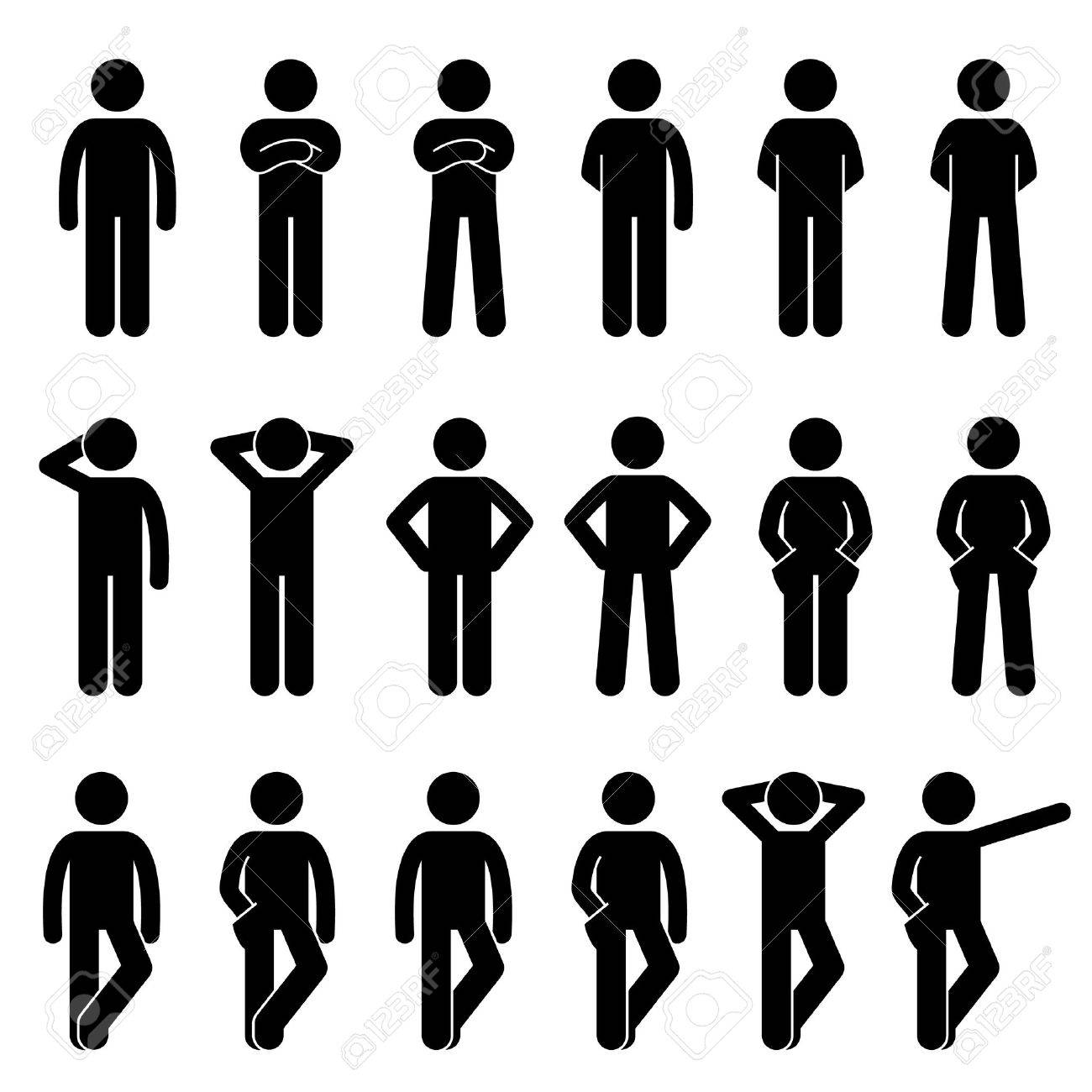 Various Basic Standing Human Man People Body Languages Poses Postures Stick Figure Stickman Pictogram Icons Set - 65860939 Various Basic Standing Human Man People Body Languages Poses Postures Stick Figure Stickman Pictogram Icons Set - 65860939