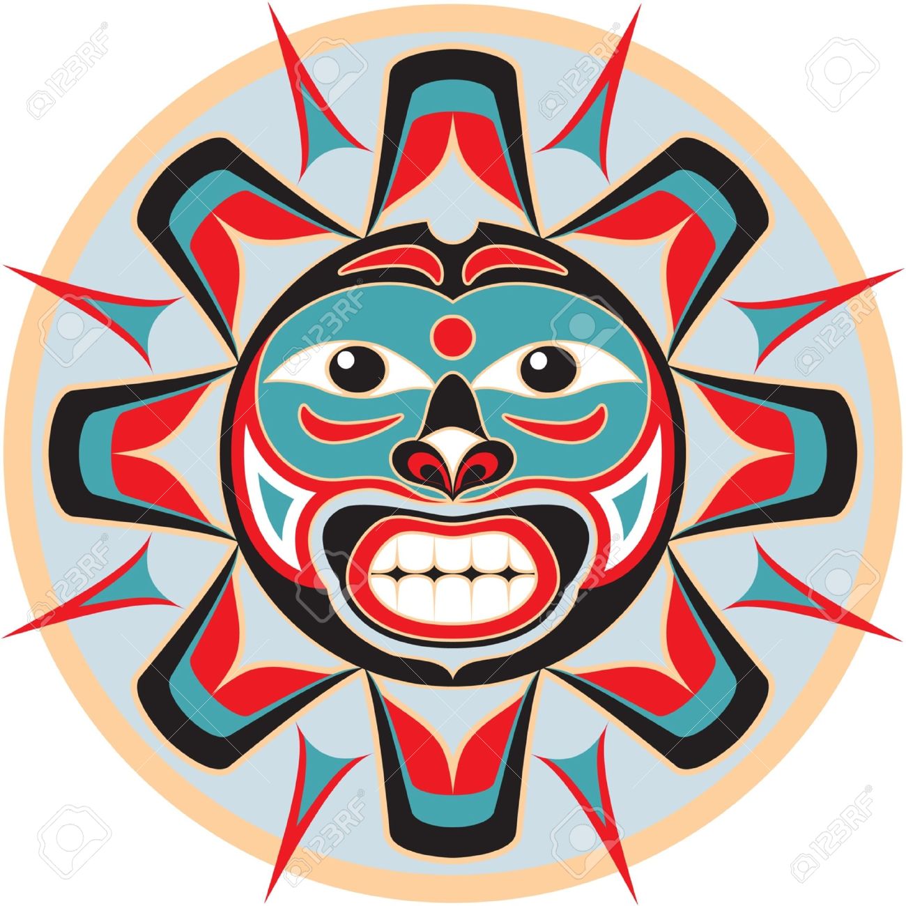 ネイティブ アメリカン スタイルの太陽 のイラスト素材 ベクタ Image