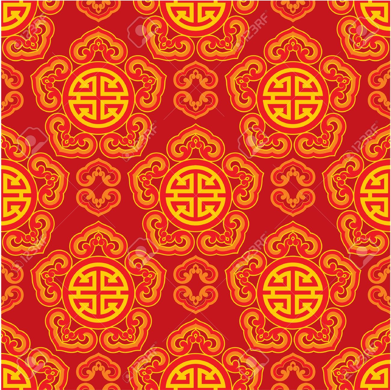 oriental seamless pattern with career luck symbol royalty free
