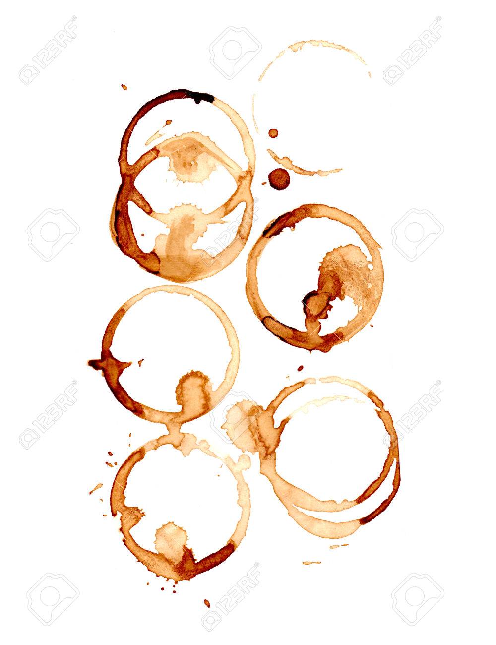 コーヒーの白い背景に染み 白い背景に分離されたコーヒー カップ リング の写真素材 画像素材 Image