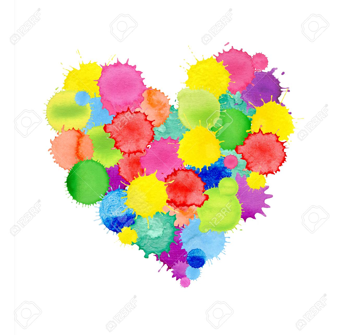 水彩スプラッシュ ハート イラストです 心水彩図面 の写真素材 画像素材 Image