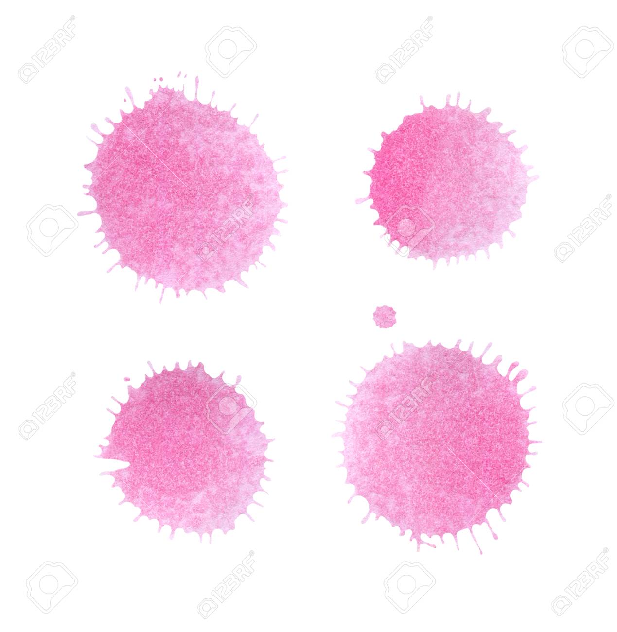 Paint Pink Splash Set Pink Blots Isolated Artistic Pink Paint