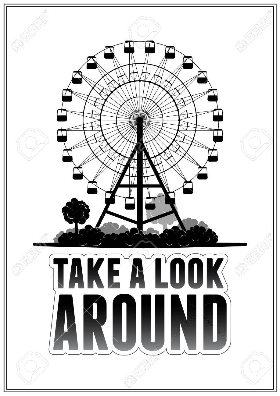 Silhouette Of A Ferris Wheel At The Park Typography Card Vector Illustration Eps 10 Royalty Free Cliparts Vectors And Stock Illustration Image