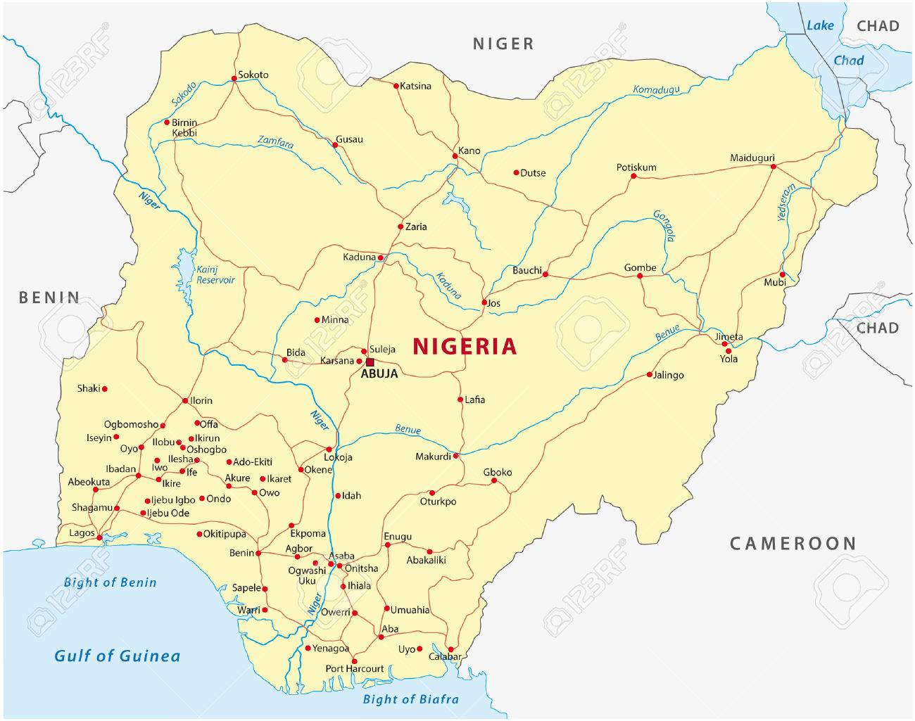 Road Map Of Nigeria Nigeria Road Map Royalty Free Svg, Cliparts, Vectors, And Stock  Illustration. Image 33559680.