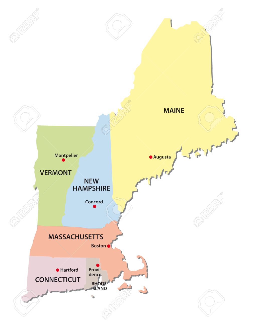 New England States Map Royalty Free Cliparts Vectors And Stock Illustration Image