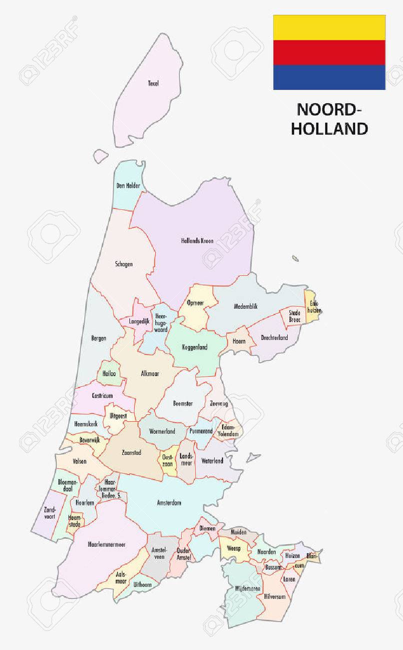 Province North Holland Map With Flag Royalty Free Cliparts Vectors And Stock Illustration Image