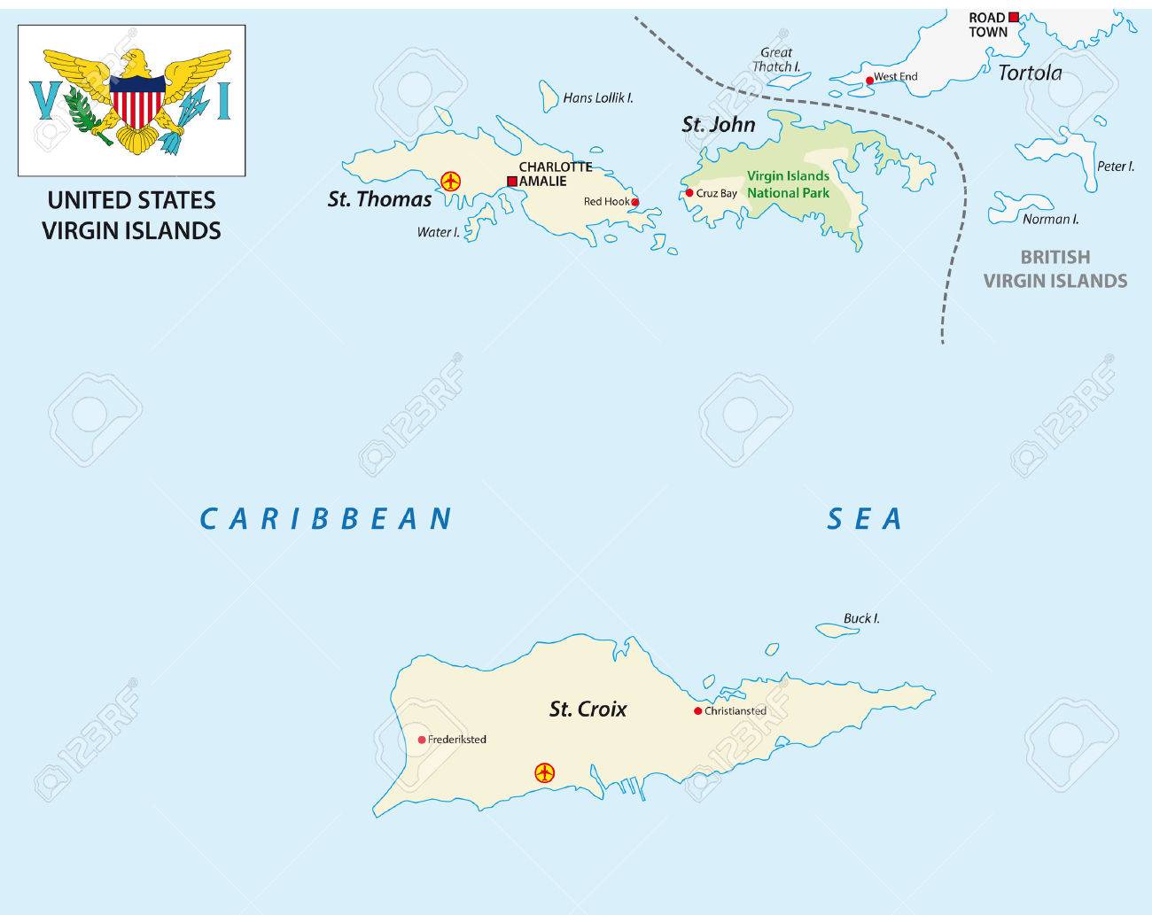 united states virgin islands map with flag stock vector 45251737