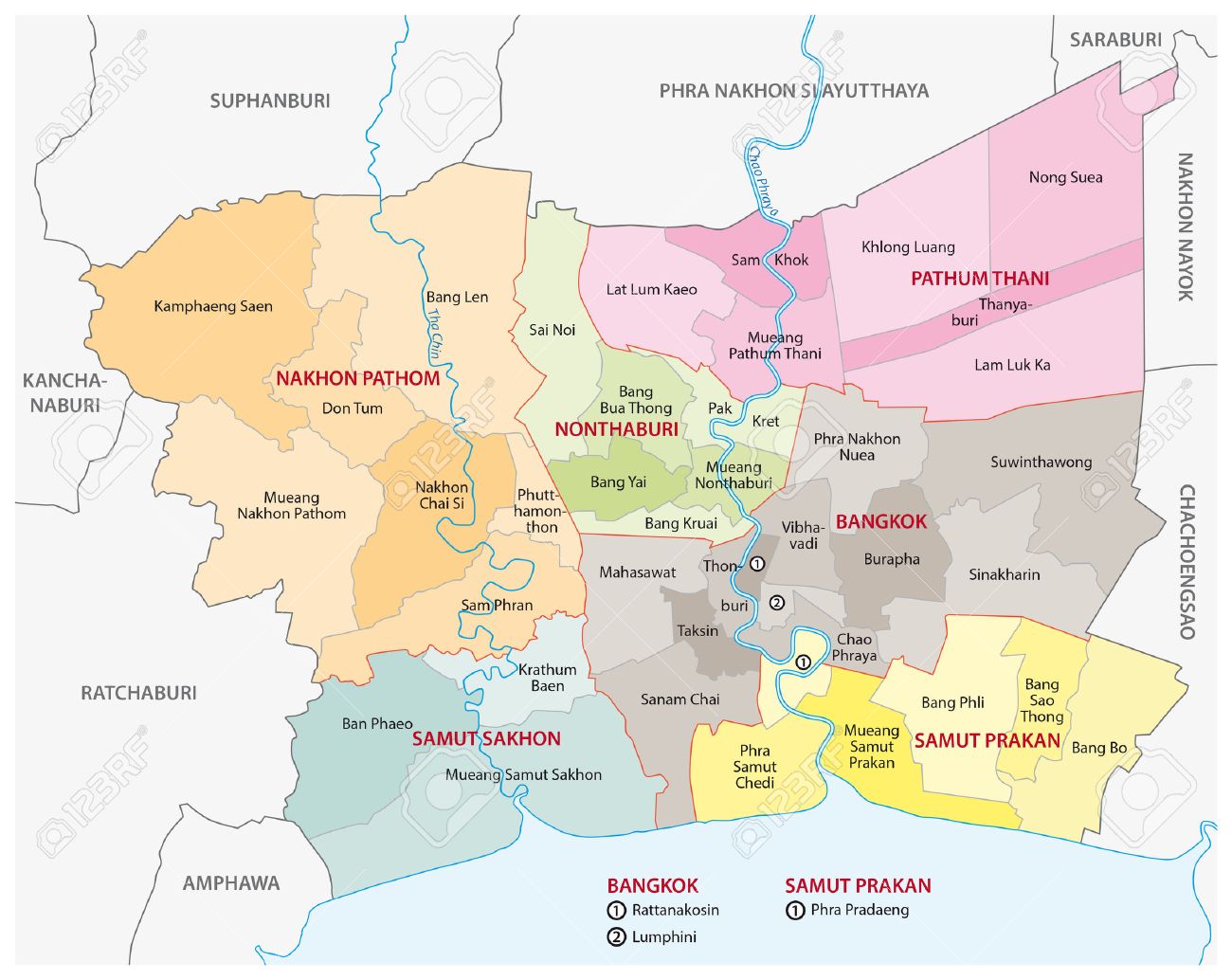 Bangkok Zip Code Map Bangkok Metropolitan Region Map Royalty Free Svg, Cliparts, Vectors, And  Stock Illustration. Image 54115752.