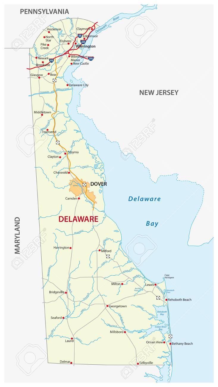 미국 주 델라웨어의 로드맵 로열티 무료 사진, 그림, 이미지 그리고 스톡포토그래피. Image 59177256