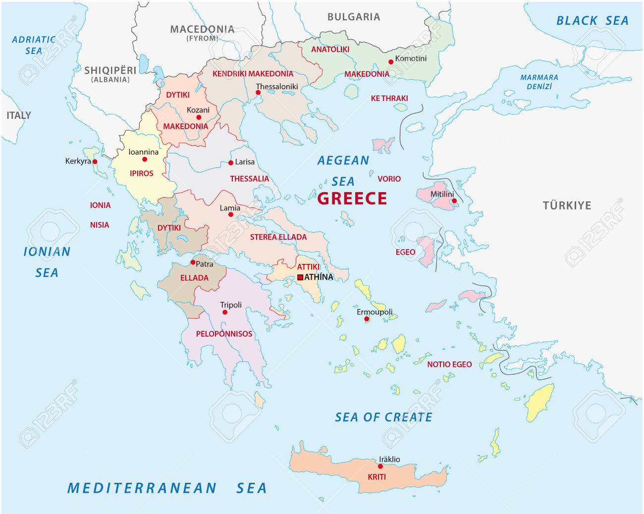 ギリシャの行政や政治の地図のイラスト素材 ベクタ Image ギリシャの行政や政治の地図のイラスト素材 ベクタ Image