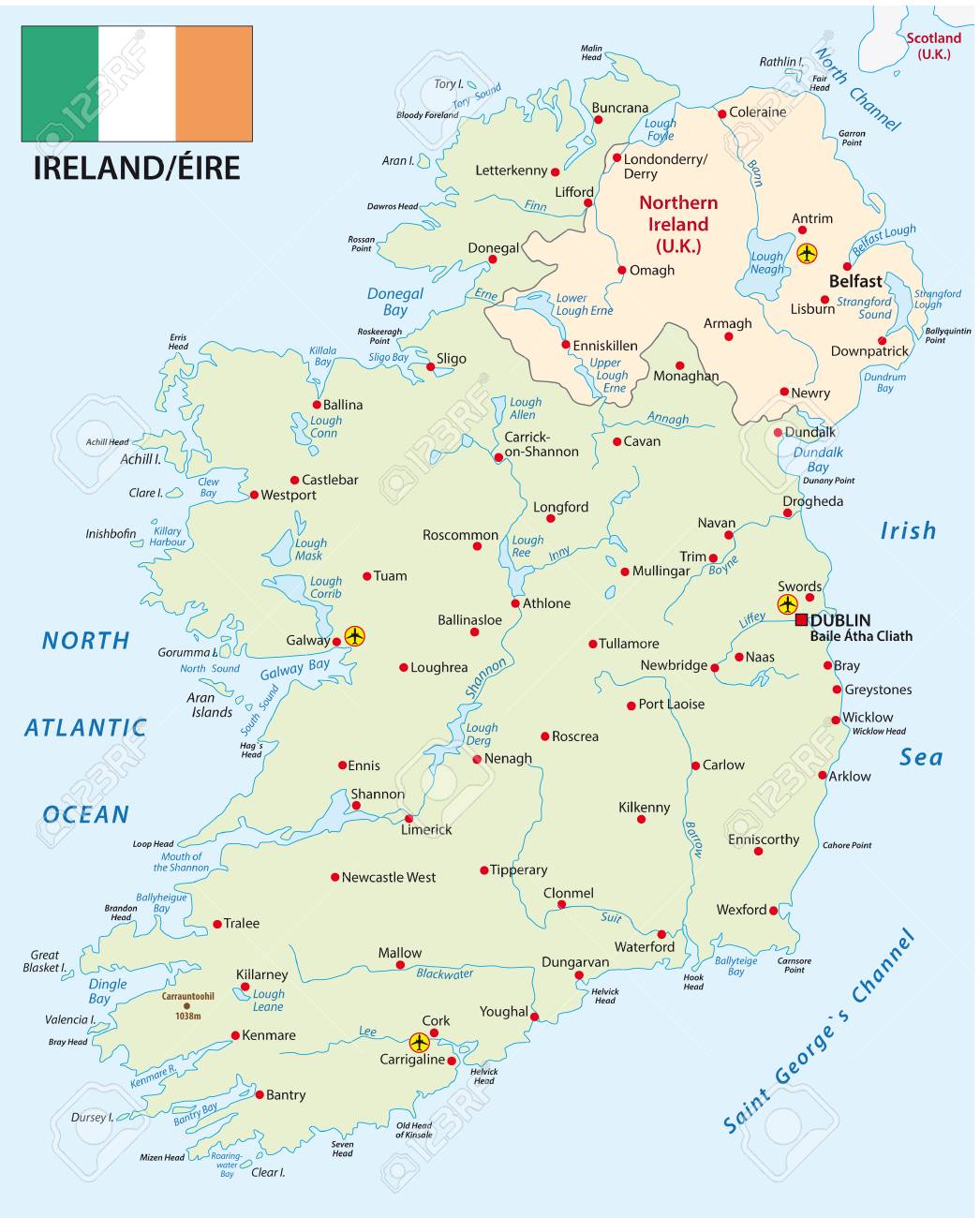 Map Of Ireland Vector Republic Of Ireland Vector Map With Flag Royalty Free Svg, Cliparts, Vectors,  And Stock Illustration. Image 93382879.