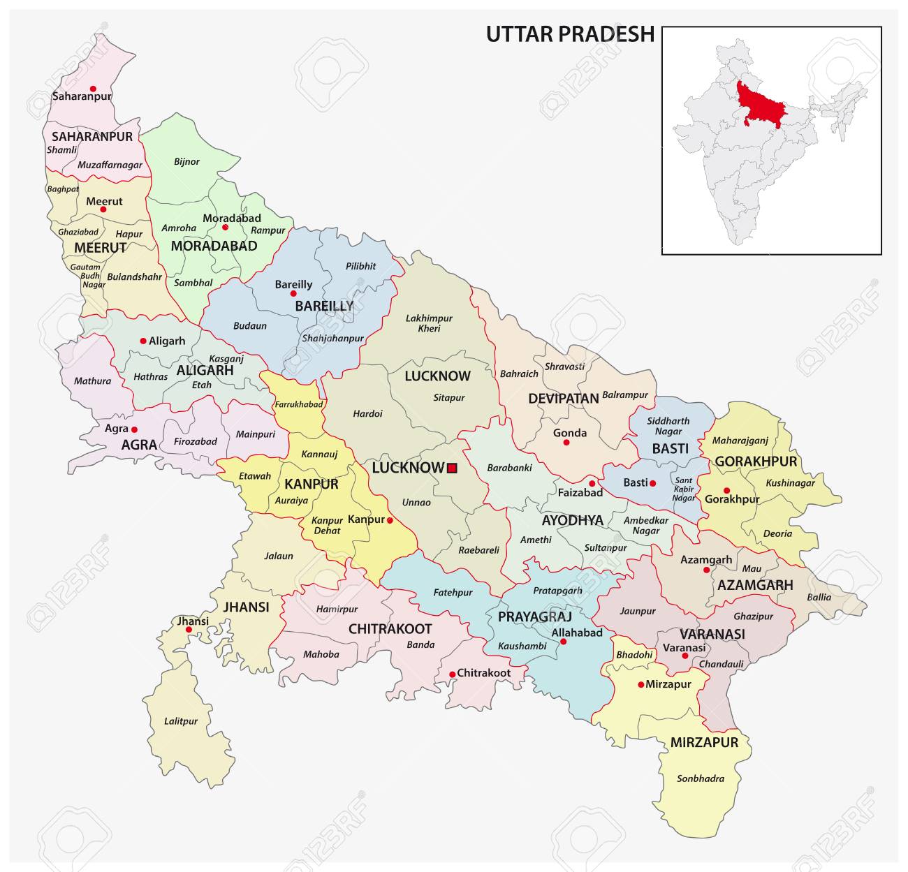Amethi In Up Map Administrative And Political Map Of Indian State Of Uttar Pradesh, India  Royalty Free Svg, Cliparts, Vectors, And Stock Illustration. Image  114527838.