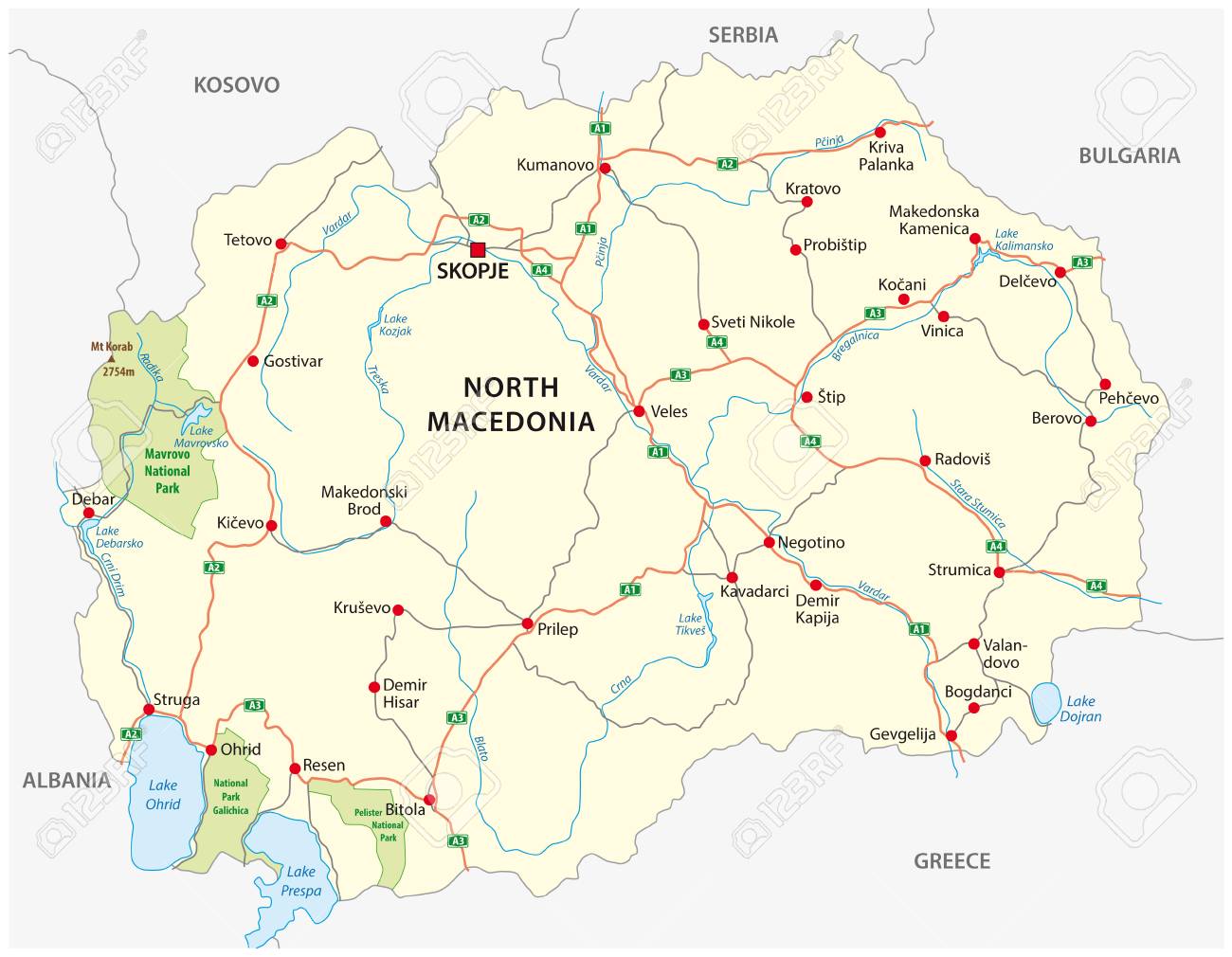 north macedonia road and national park vector map - 125278928 north macedonia road and national park vector map - 125278928
