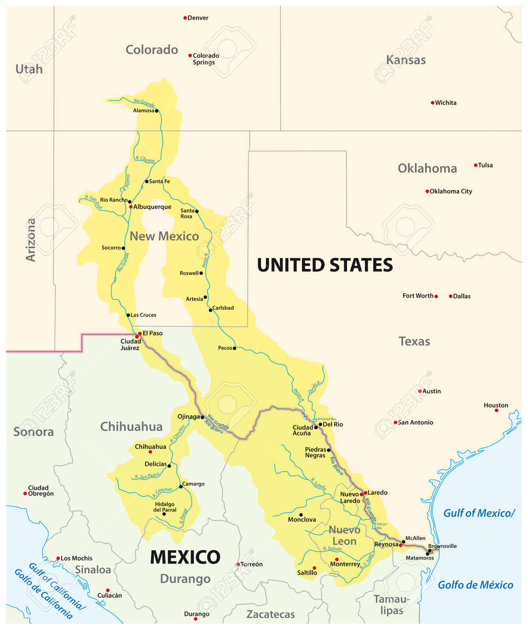 Map Of The Rio Grande Rio Bravo Drainage Basin Mexico United States Royalty Free Cliparts Vectors And Stock Illustration Image Map Of The Rio Grande Rio Bravo Drainage Basin Mexico United States Royalty Free Cliparts Vectors And Stock Illustration Image