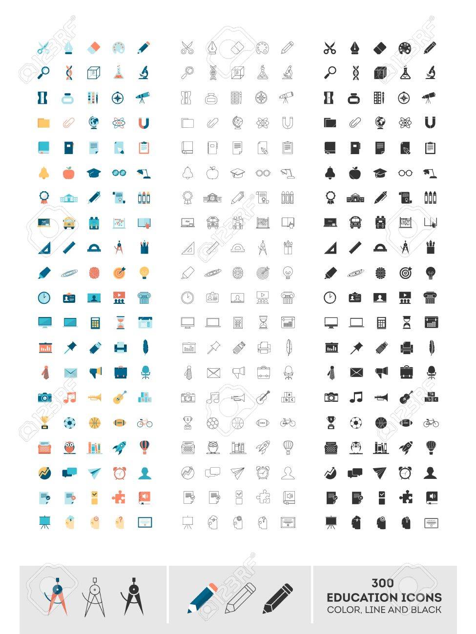 set of 300 education icons made in color, line and black, illustration - 37261689 set of 300 education icons made in color, line and black, illustration - 37261689