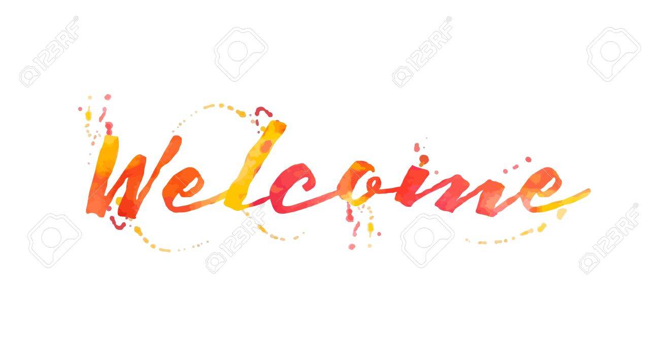 美しい水彩 Welcome の文字体裁背景 ベクトル イラスト のイラスト素材 ベクタ Image