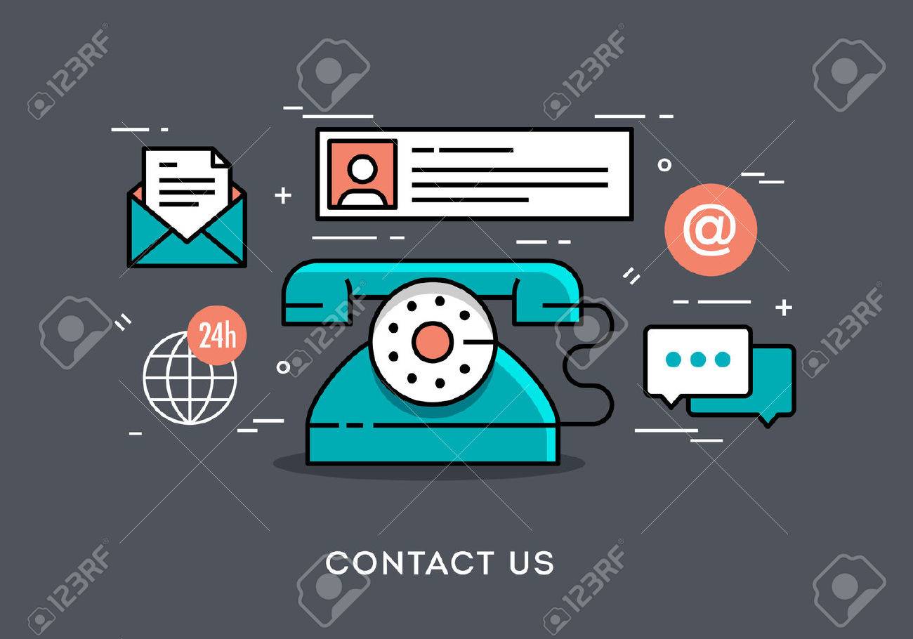 Flat design thin line concept banner for contact, vector illustration - 46794455 Flat design thin line concept banner for contact, vector illustration - 46794455