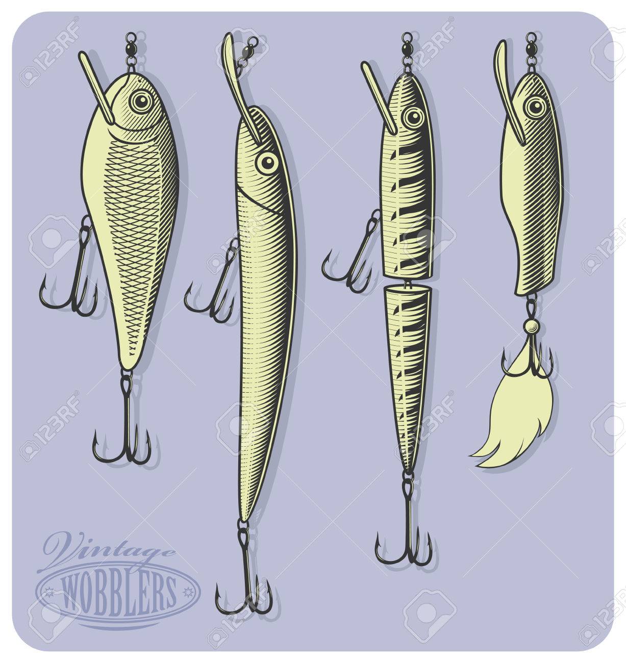 人工ルアーや孤立 Wobblers ベクトル イラスト化 サイズと色を変更する簡単です のイラスト素材 ベクタ Image