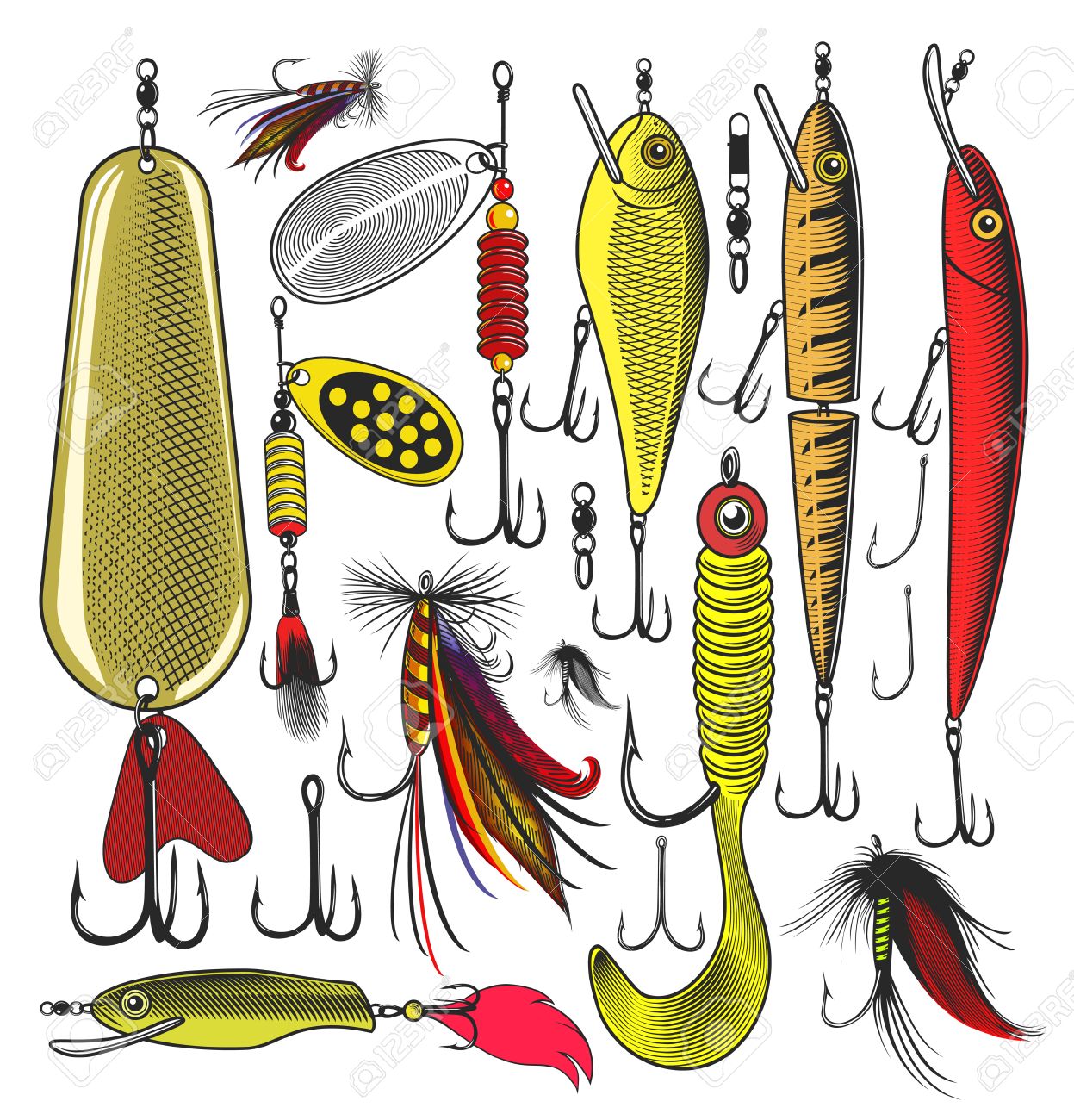 Ilustración Vectorial De Pesca Señuelos Artificiales En El Fondo Transparente Ilustraciones Svg, Clip Art Vectorizado Libre Derechos. Image 29495011.