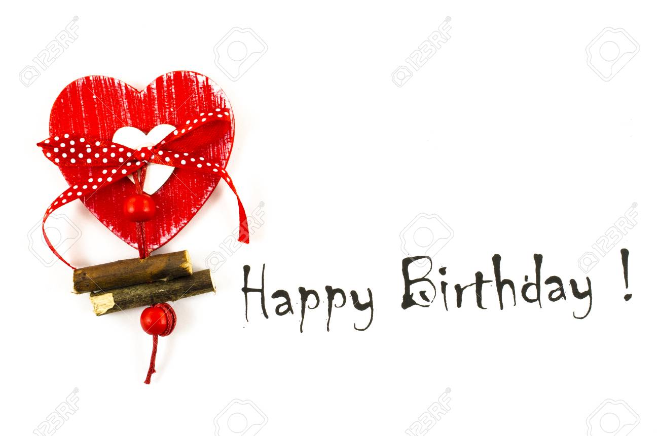 Happy Birthday Word With Heart On White Background Stock Photo, Picture And  Royalty Free Image. Image 39919372.