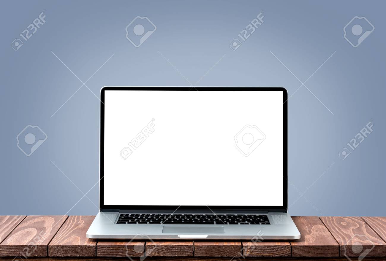 Moderner Laptop Mit Leerem Weissem Bildschirm Lizenzfreie Fotos Bilder Und Stock Fotografie Image