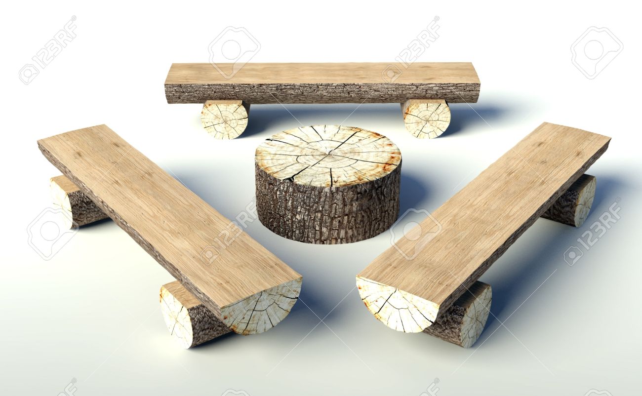 Panca Di Legno E Tavolo Di Tronchi D\'albero, Oggetti Foto Royalty ... Panca Di Legno E Tavolo Di Tronchi D\'albero, Oggetti Foto Royalty ...