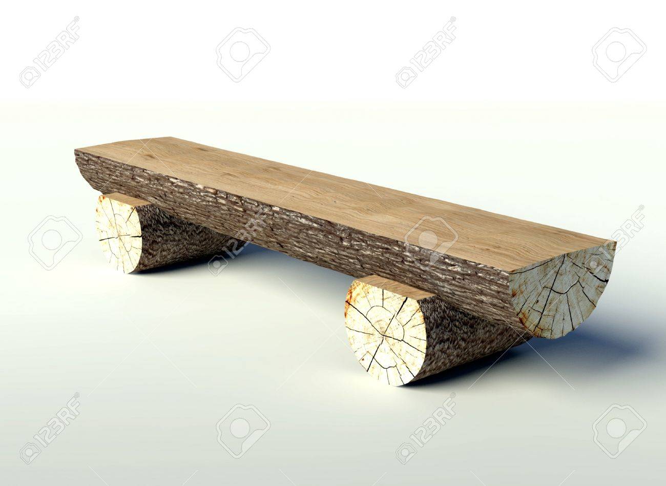 Wooden Bench Made Of Tree Trunks