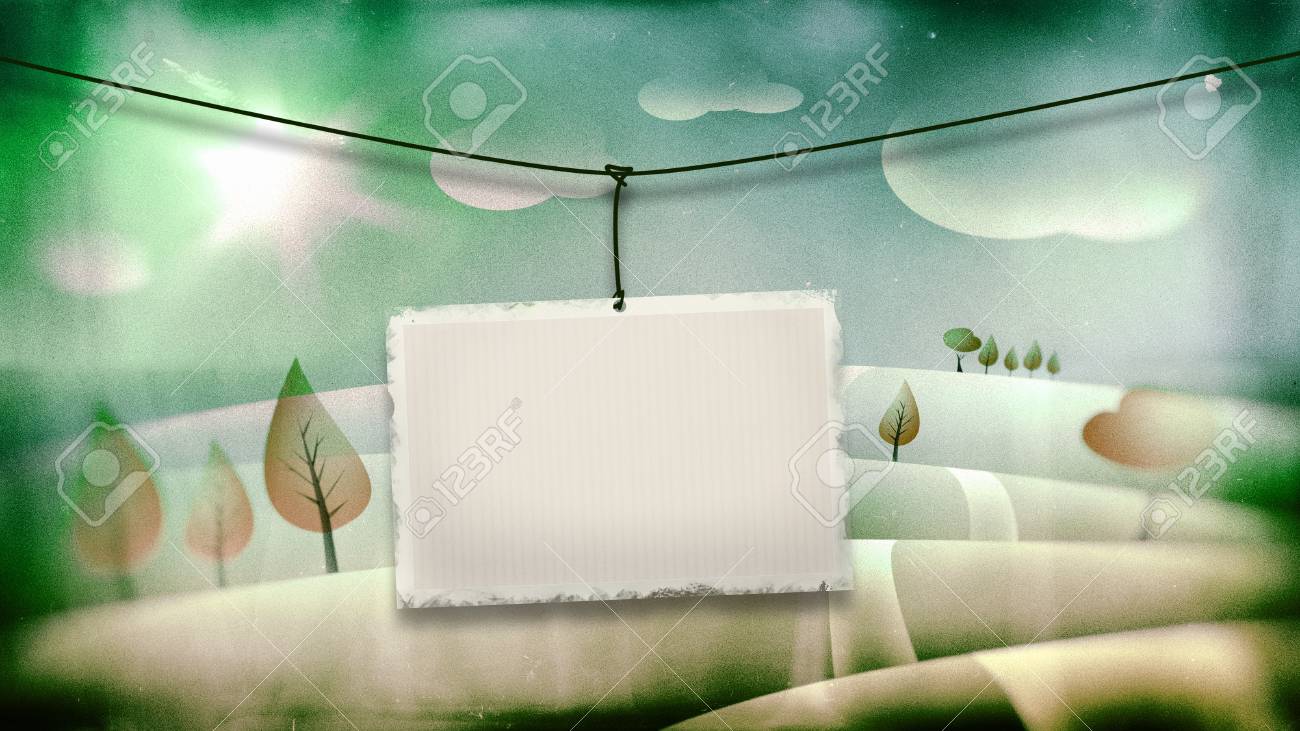 古い絵はがきの風景とヴィンテージ子供イラストを の写真素材 画像素材 Image