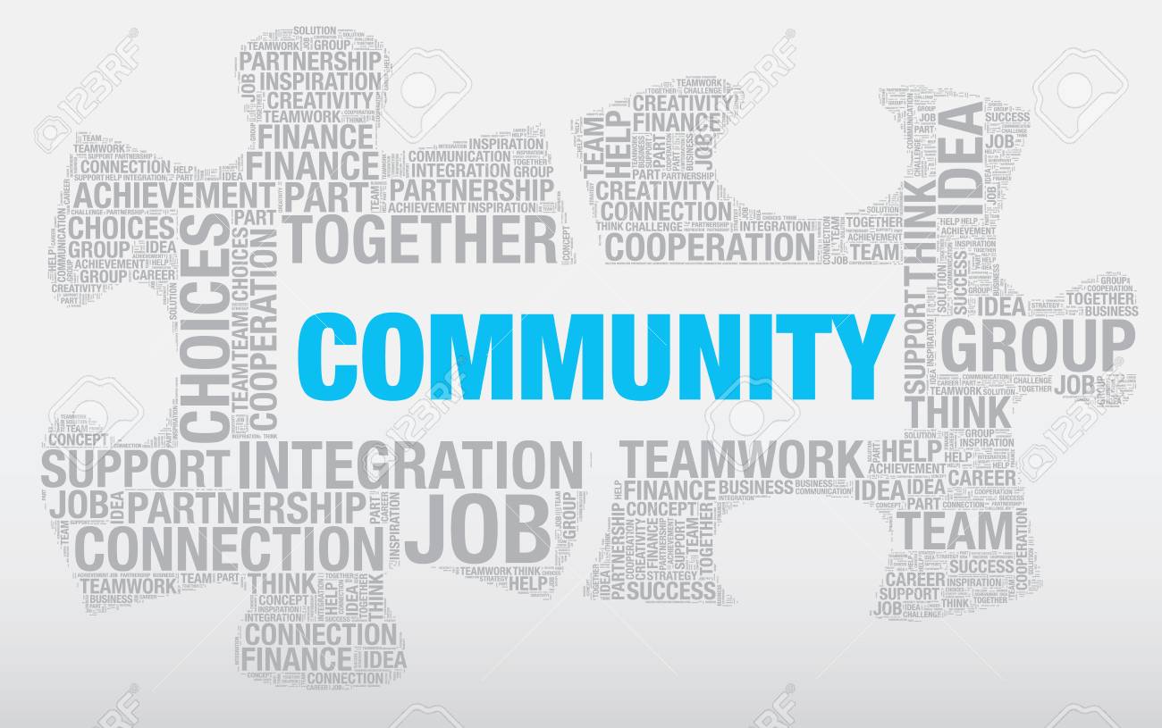 Community Word Cloud Concept Made Of Puzzle Pieces Vector Royalty Free Cliparts Vectors And Stock Illustration Image 64188980