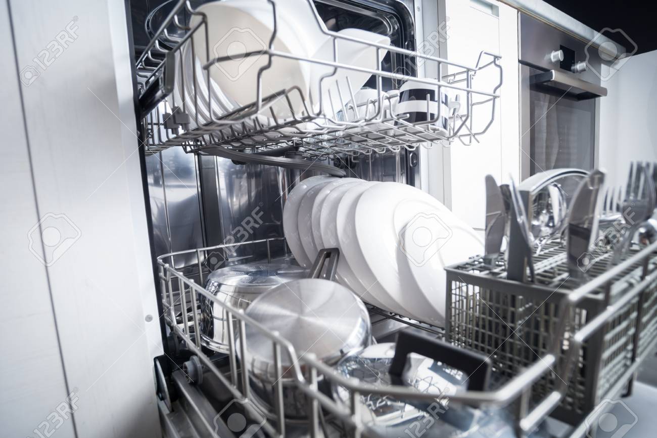 dishes in washing machine