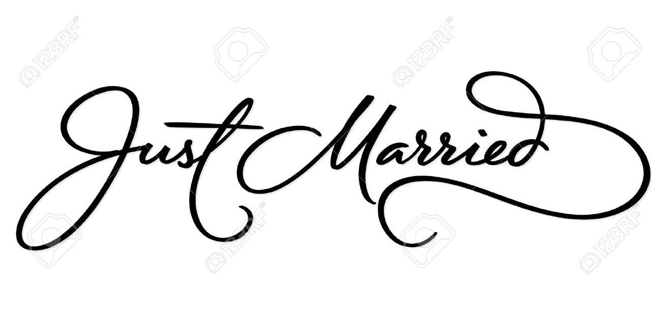 JUST MARRIED Hand Lettering Vector Illustration Hand Drawn JUST MARRIED Hand Lettering Vector Illustration Hand Drawn