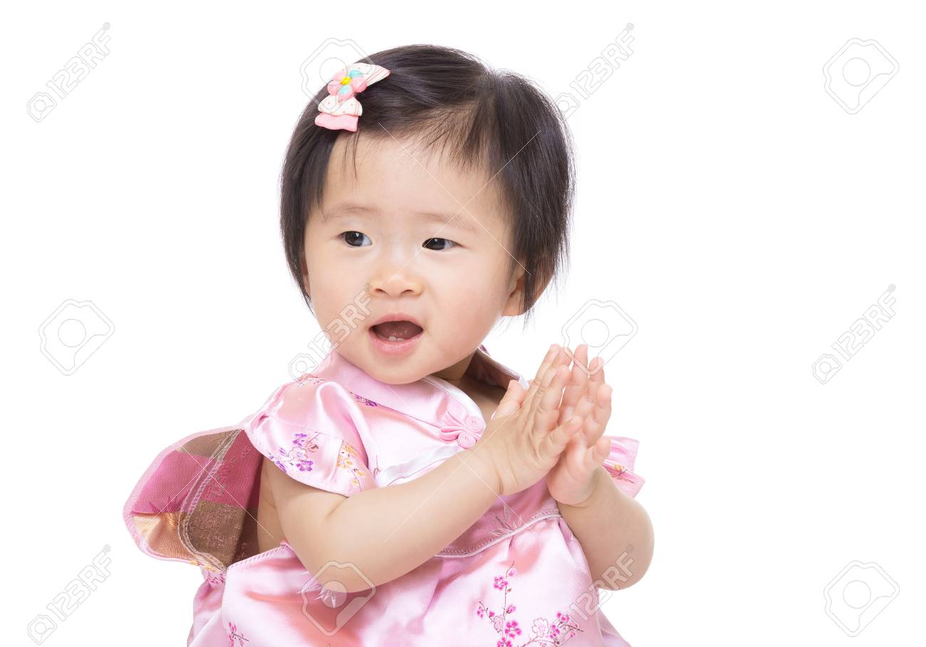 Bebe Chinois Fille Applaudissements Main Banque D Images Et Photos Libres De Droits Image
