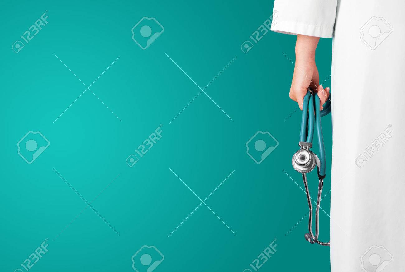 Green medical background with female doctor and stethoscope - 48998046 Green medical background with female doctor and stethoscope - 48998046