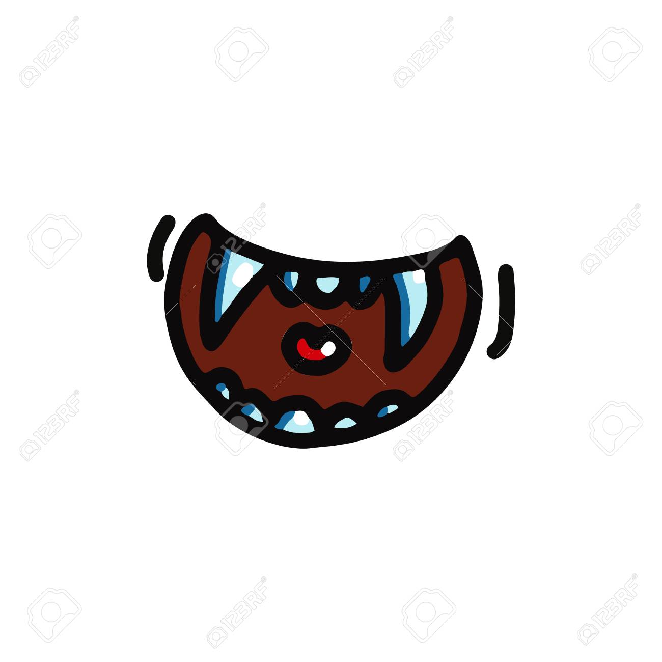 Laughing Vampire Mouth Icon. Cartoon Halloween Mask With Strokes. Children  Book Scary Element. Funny Sticker Or Pin For Holidays Costume. Клипарты,  SVG, векторы, и Набор Иллюстраций Без Оплаты Отчислений. Image 110943626