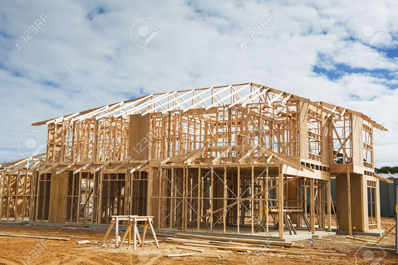 new residential construction home framing construction site stock residential construction