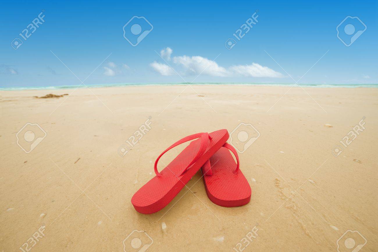 flip flops on a beach