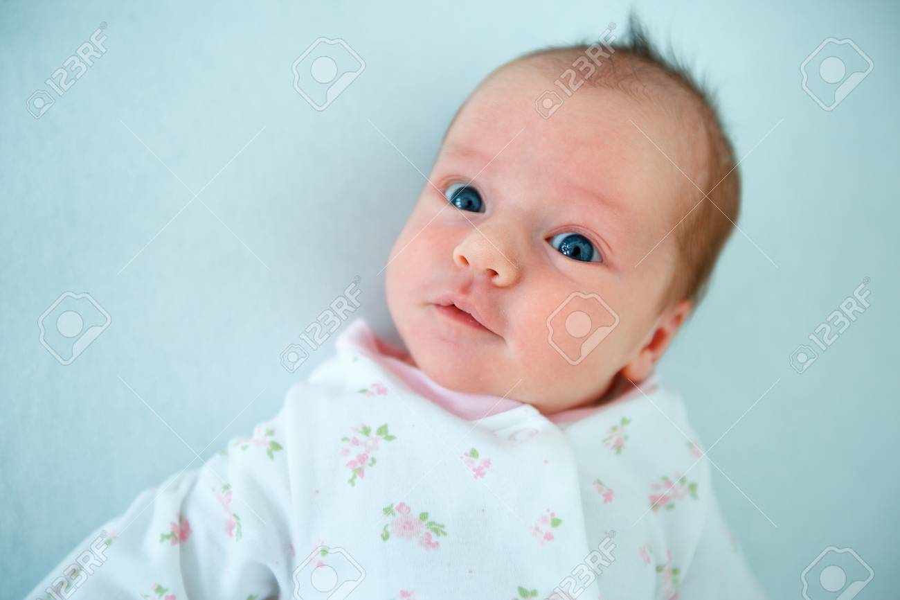 Cute Two Week Old Baby Girl In Cradle Stock Photo Picture And Royalty Free Image Image 101916991