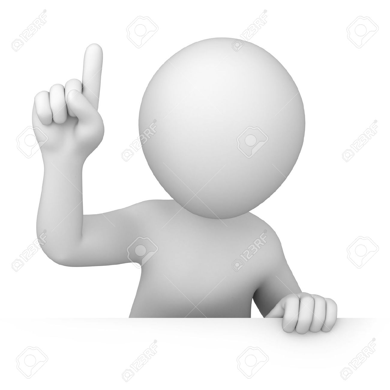 Attention 3d Human Points A Finger Up Image With A Work Path Stock Photo Picture And Royalty Free Image Image