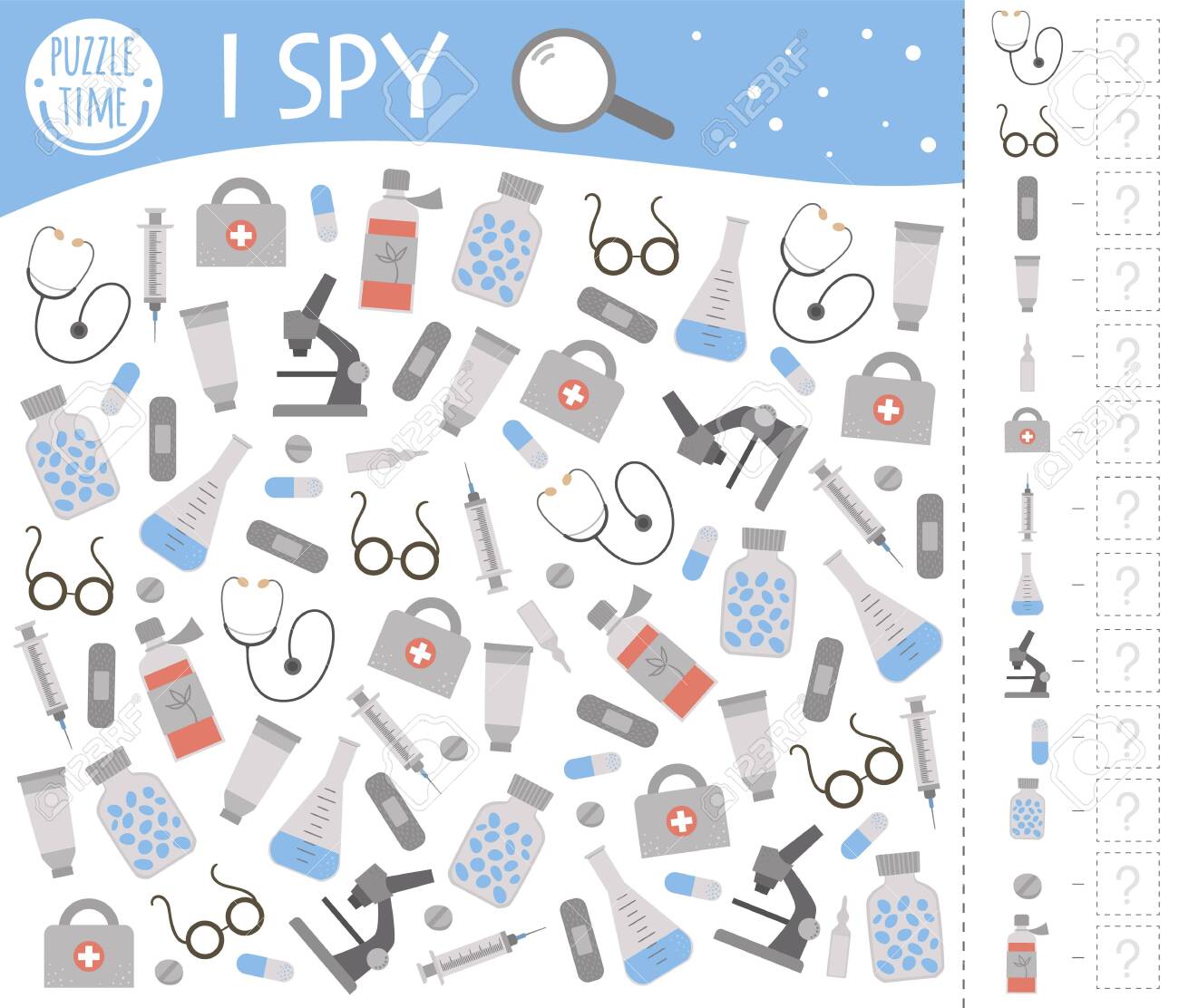 Medical I Spy Game For Kids Healthcare Themed Searching And Royalty Free Cliparts Vectors And Stock Illustration Image 142211358