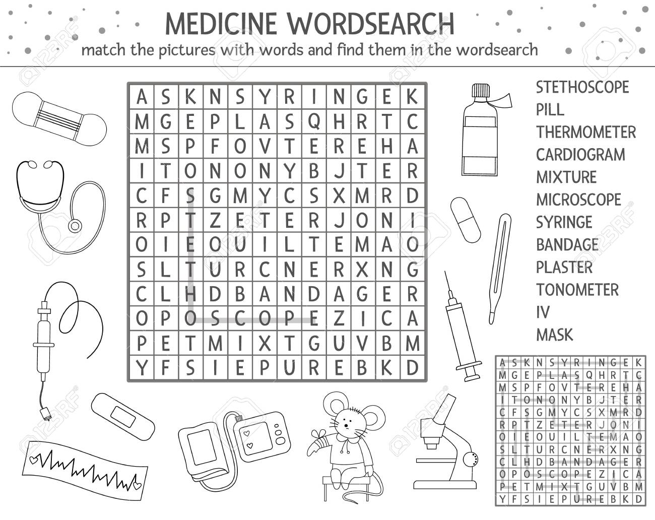 Vector Health Care Outline Wordsearch Puzzle With Pictures. Medicine Quiz For Children. Educational Coloring Page Or Crossword Activity With Cute Medical Equipment And Doctor Royalty Free SVG, Cliparts, Vectors, and Stock Illustration. vector-health-care-outline-wordsearch-puzzle-with-pictures-medicine-quiz-for-children-educational-coloring-page-or-crossword-activity-with-cute-medical-equipment-and-doctor-royalty-free-svg-cliparts-vectors-and-stock-illustration