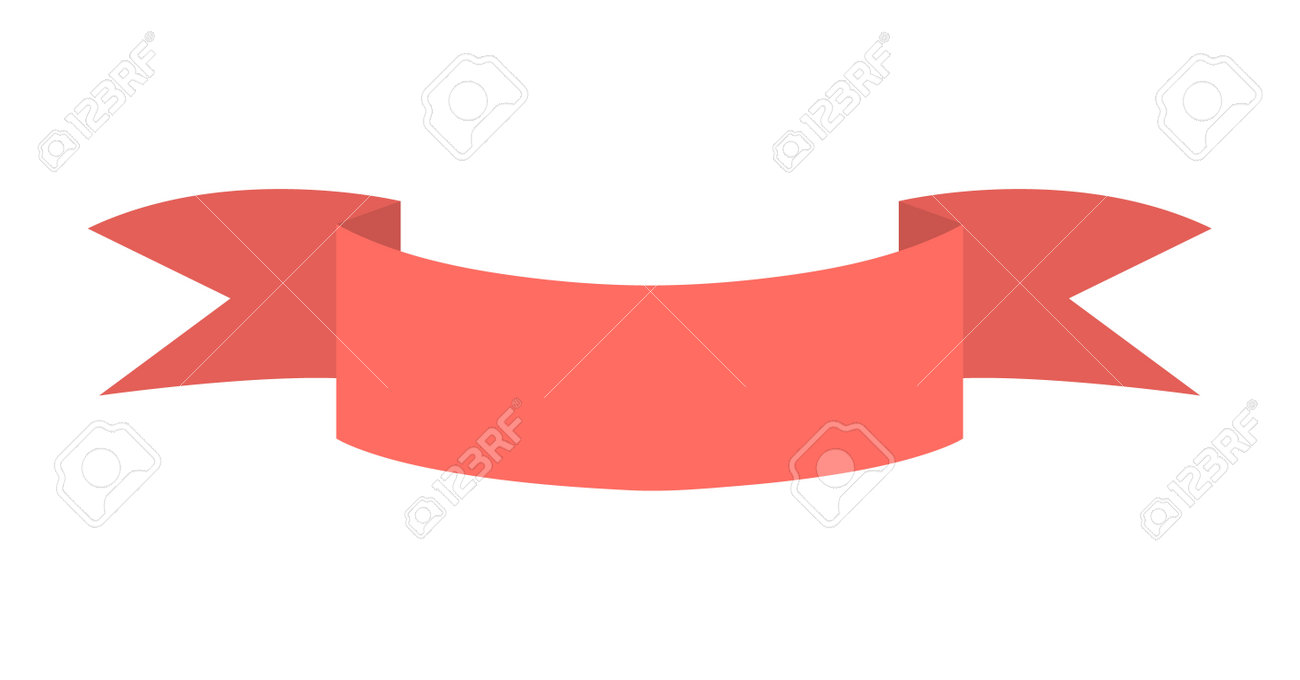 Vector Blank Red Ribbon For Holidays Decoration. Curved Banner Illustration  For Card, Invitation, Design. Bright Information Sign Board Or Bend Tape  Isolated On White Background. Royalty Free SVG, Cliparts, Vectors, and Stock, image size:1300x680